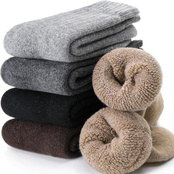 5Men's Merino Wool Socks Thermal Hiking Soft Cozy Socks